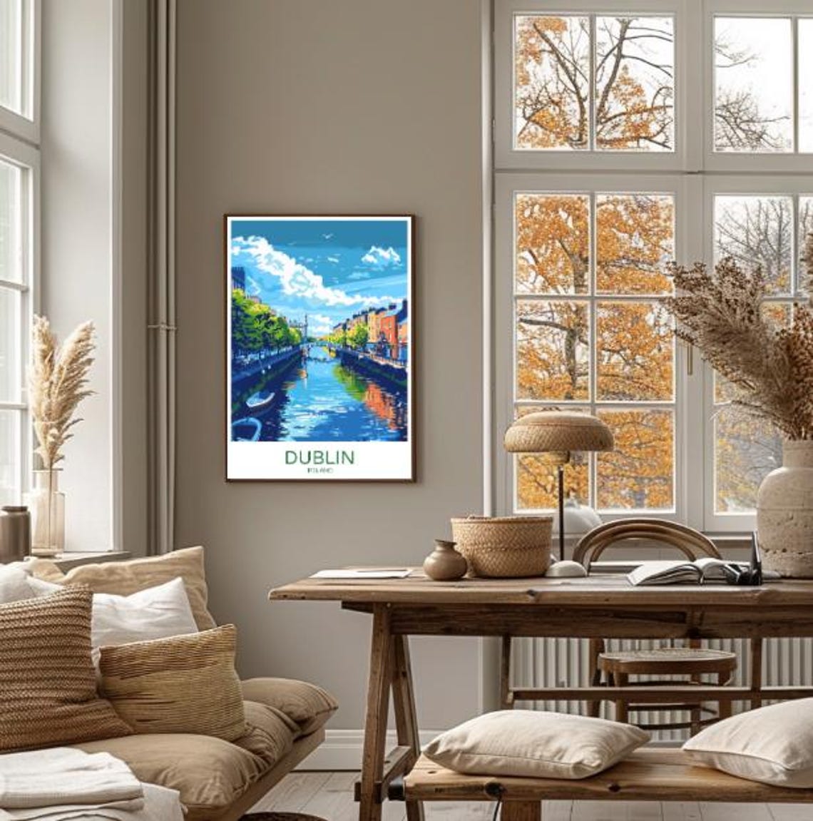 Dublin Ireland River Liffey Reflections Under Big Clouds Poster - Image 4