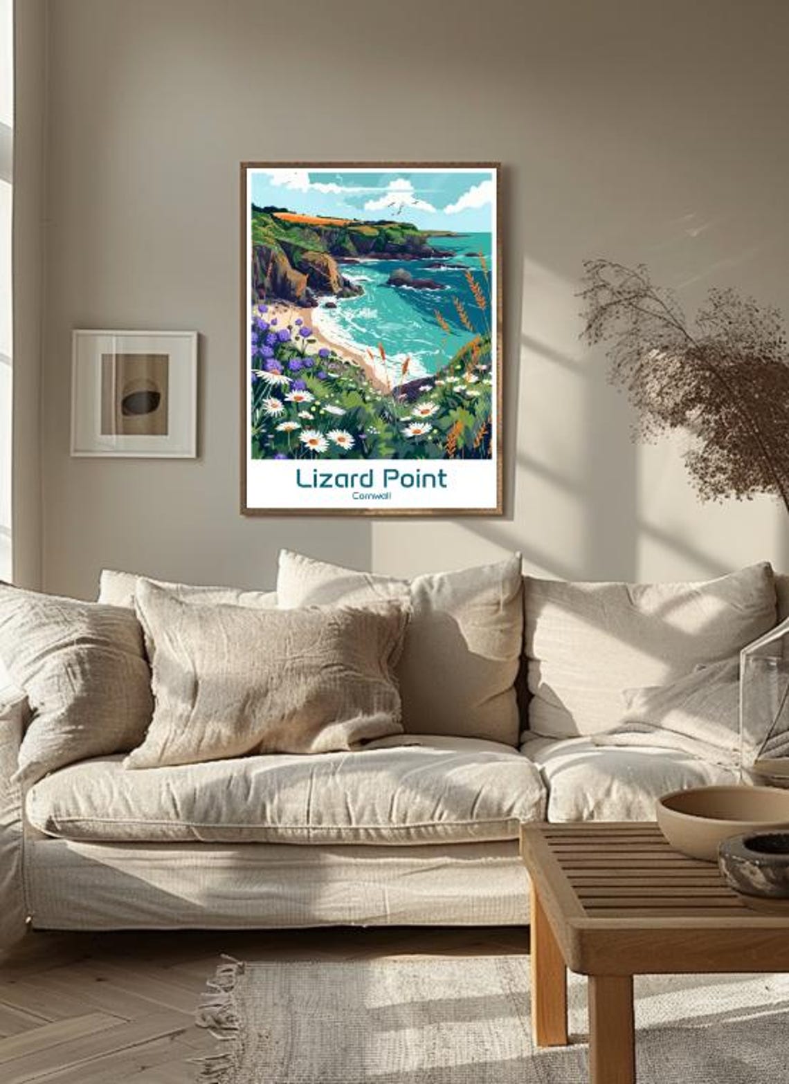 Lizard Point Cornwall Wildflower Cove Cliffs Seaside Travel Poster - Image 3