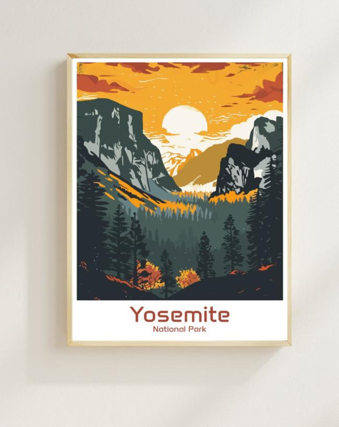 Yosemite National Park Golden Valley Sunset California Poster