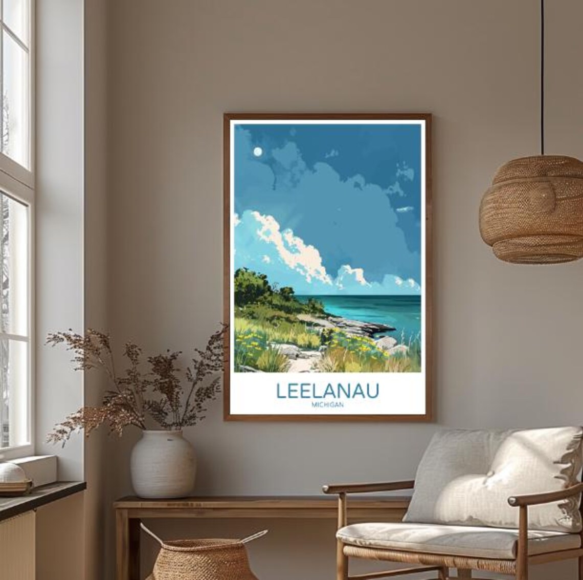 Leelanau Michigan Lake Michigan Shoreline Wildflowers Meadow Poster - Image 3
