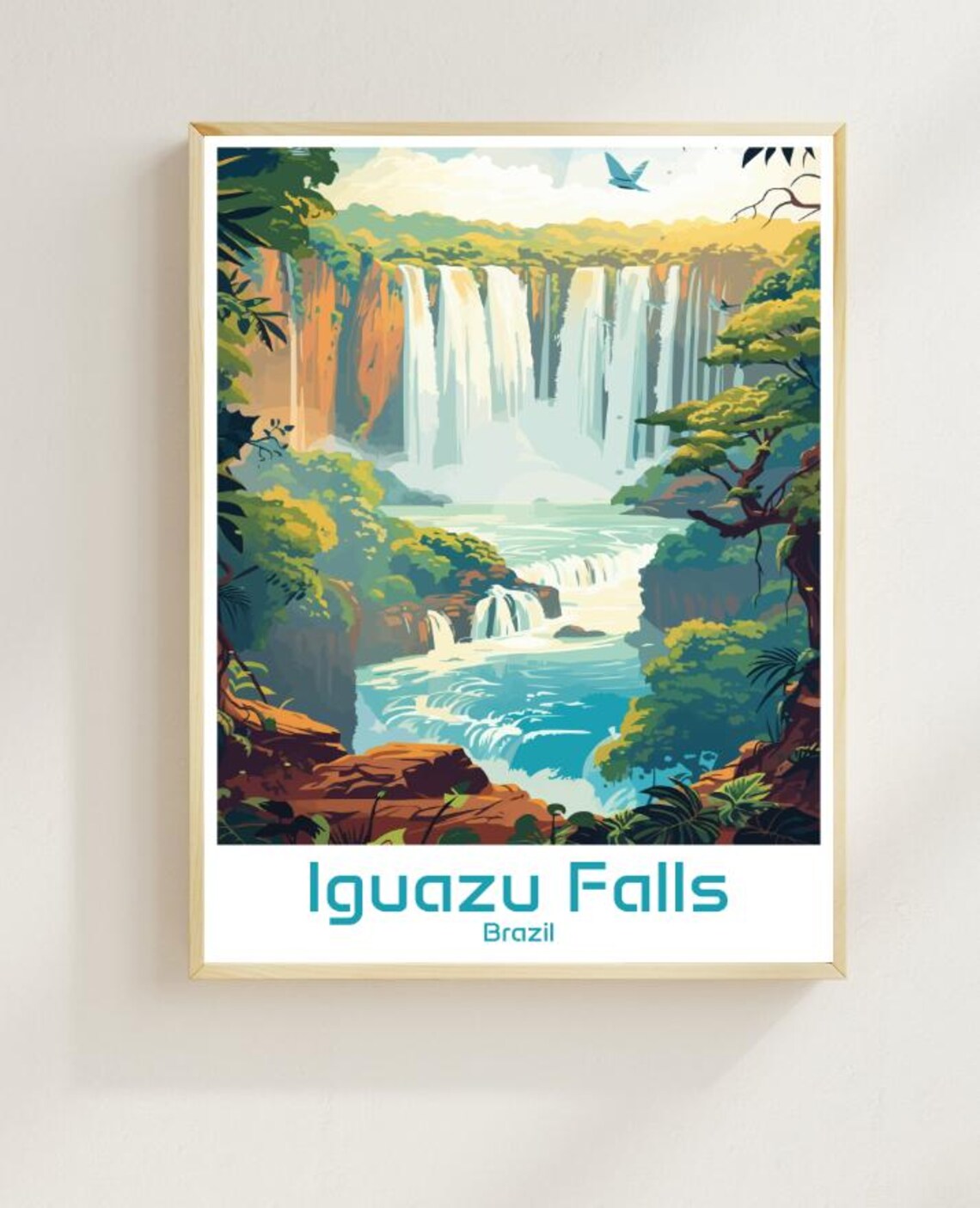 Iguazu Falls Brazil Mighty Waterfalls In Lush Green Jungle Poster