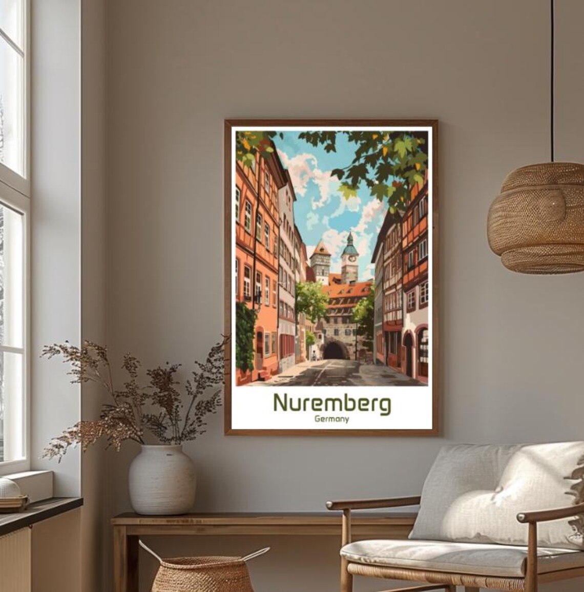 Nuremberg Germany Old Town Medieval Street Gate Scene Poster - Image 4
