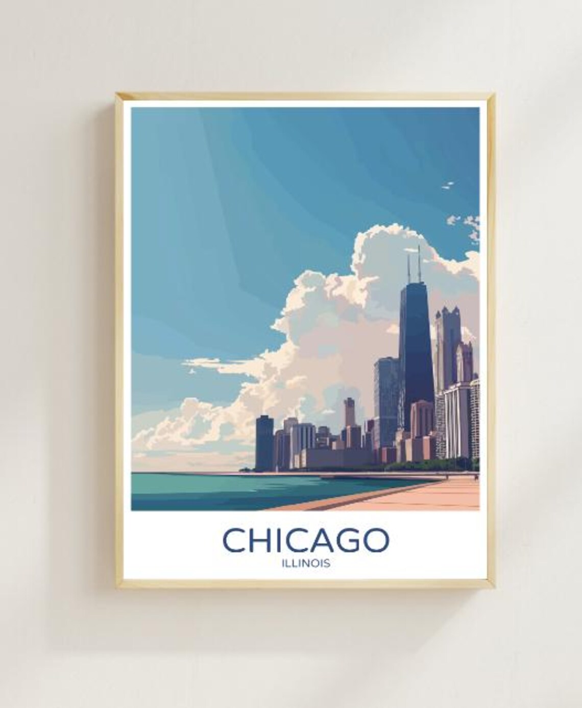 Chicago Skyline from Lake Michigan Summer Day Illinois Poster
