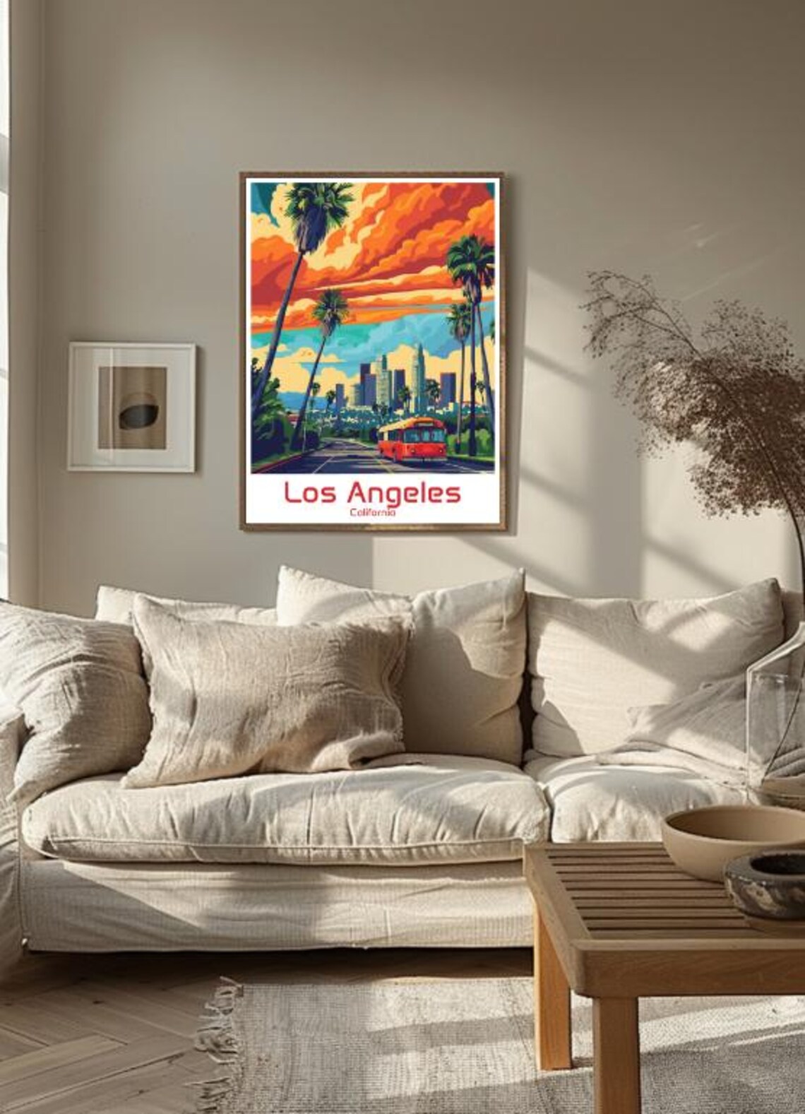 Los Angeles California Sunset Skyline Palms Vintage Travel Poster - Image 3