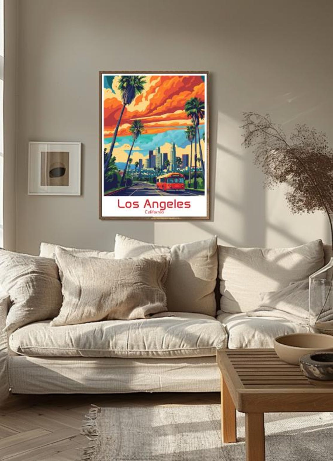 Los Angeles Travel Poster Iconic Wall Art Of Hollywood Santa Monica Los Angeles Cityscape Print - Image 3