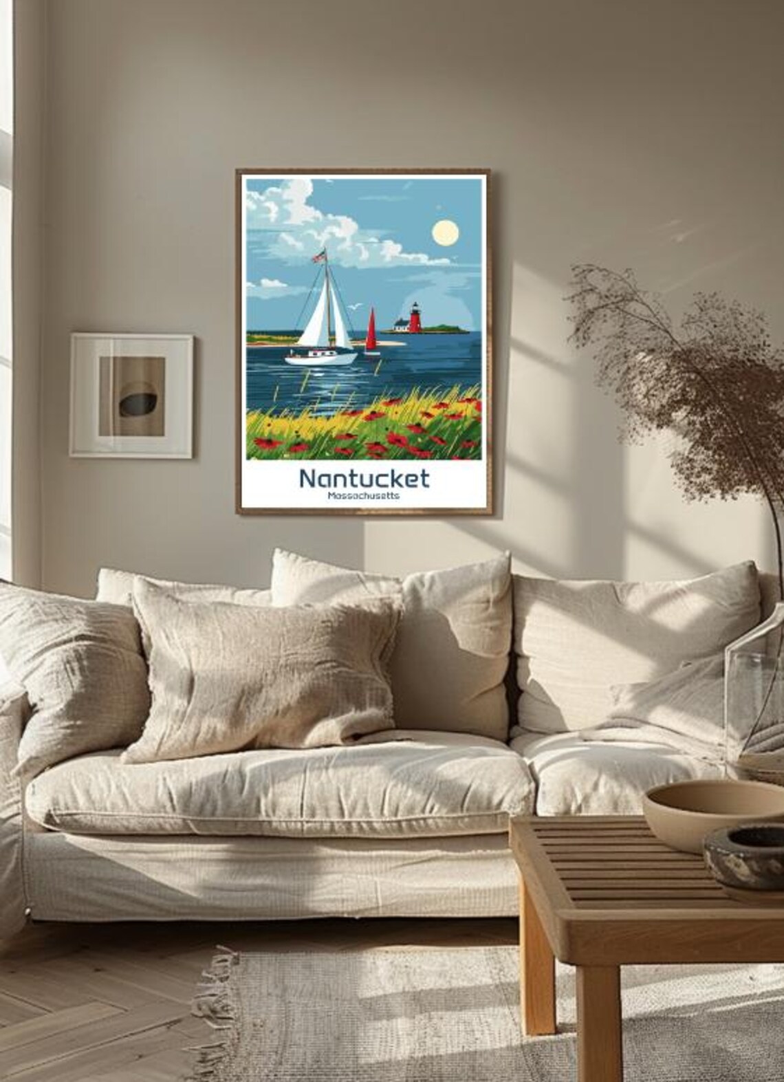 Nantucket Massachusetts Lighthouse Sailboats Island Coastal Poster - Image 3