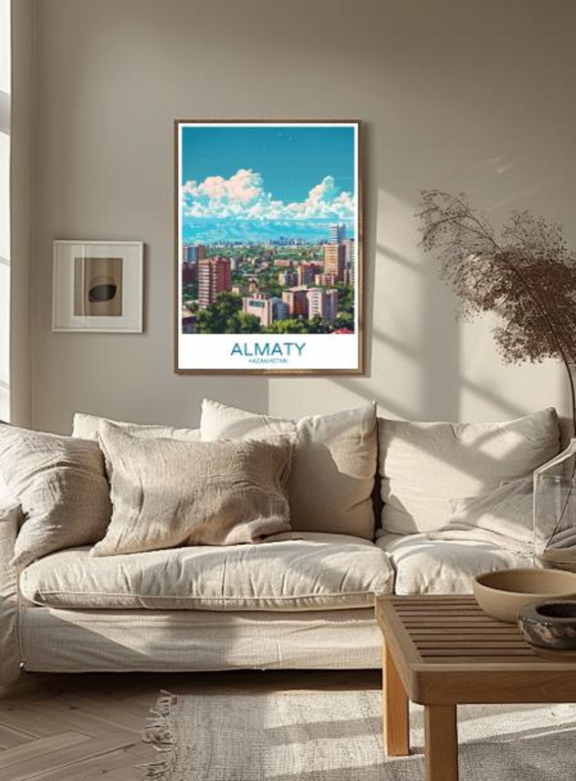 Almaty Kazakhstan Cityscape Mountain View Modern Travel Poster - Image 3