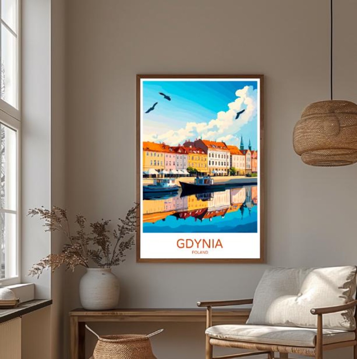 Gdynia Poland Harbor Boats and Waterfront Vintage Travel Poster - Image 3