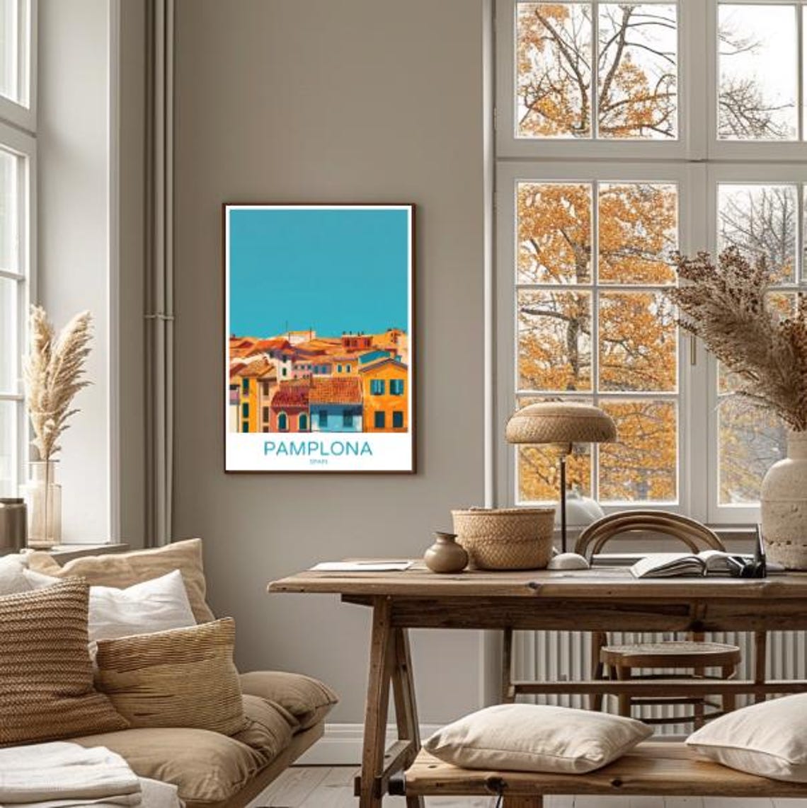 Pamplona Spain Travel Poster Historic City Wall Art Running Of The Bulls Print Spanish Landscape Artwork Vintage Travel Poster - Image 4
