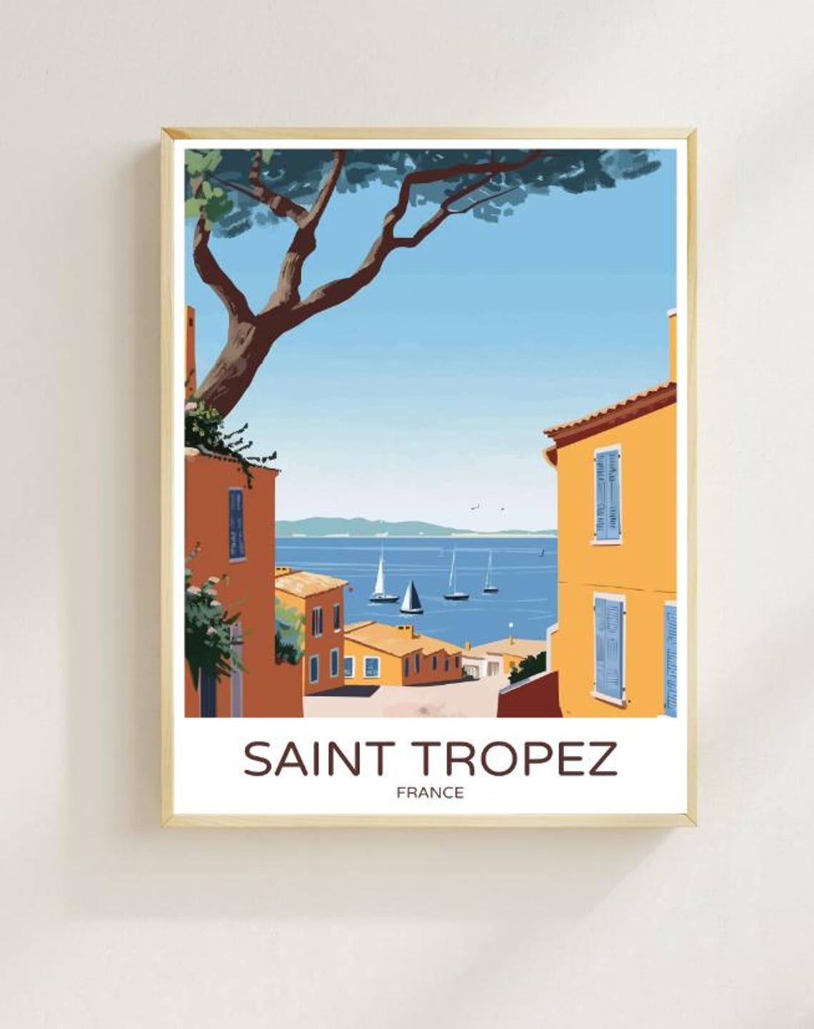 Saint Tropez France Travel Poster Coastal Wall Art Of French Riviera Scenic Mediterranean Print For Home Decor Beach Lovers Gift