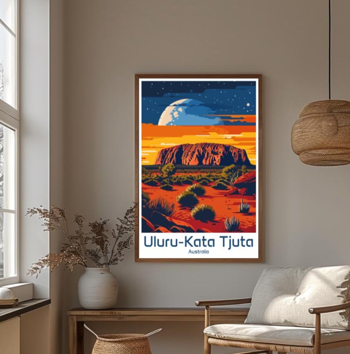 Uluru Kata Tjuta Australia Desert Moonrise Night Travel Poster - Image 4