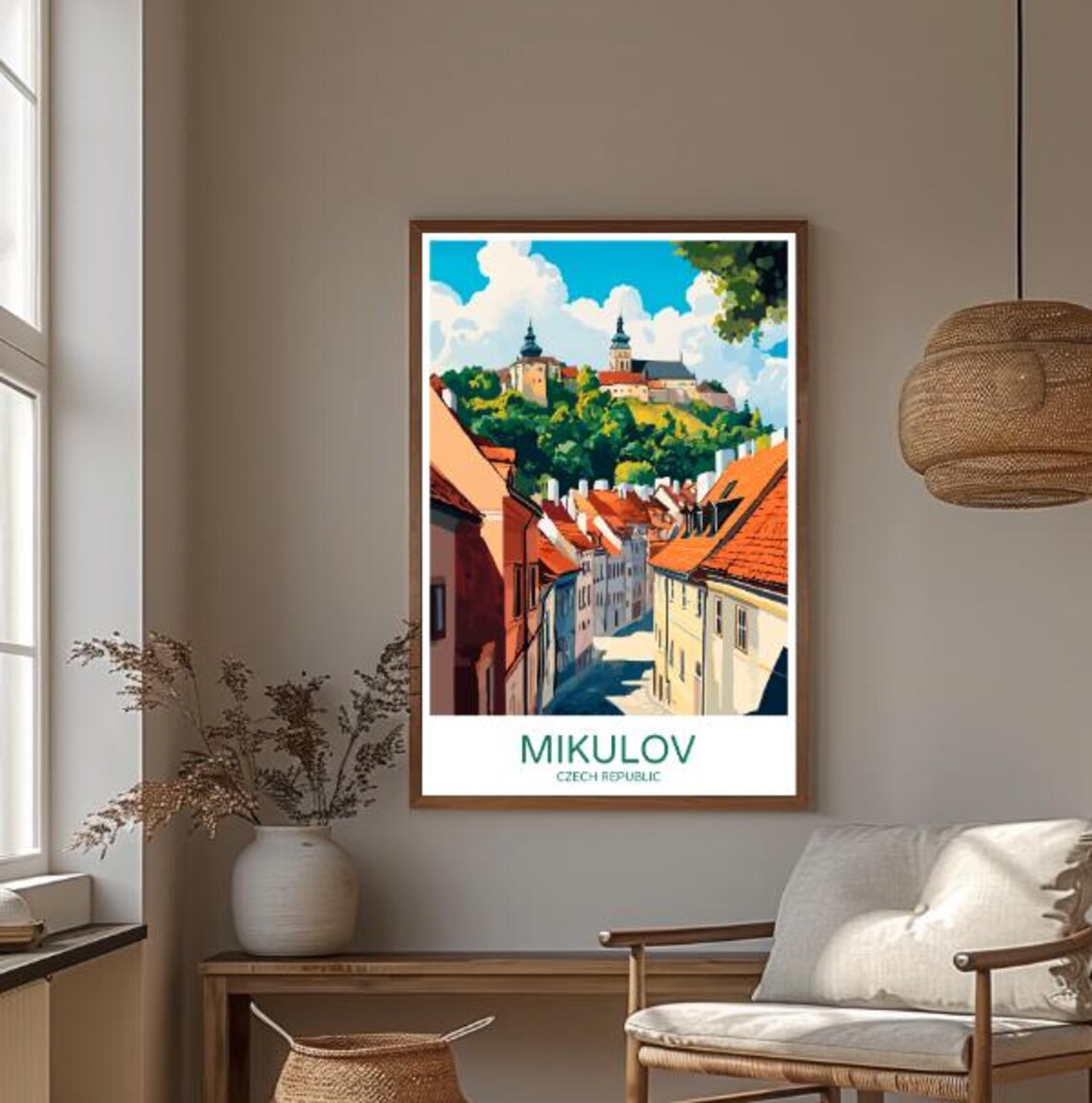 Mikulov Czech Republic Travel Poster with the Castle Above Old Town - Image 3