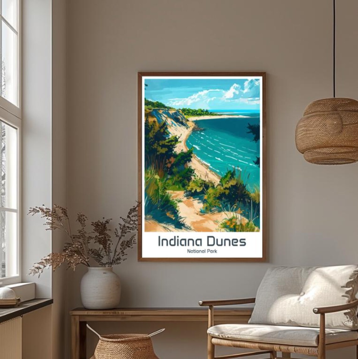 Indiana Dunes National Park Lakeshore Sandy Beach Dunes Travel Poster - Image 4