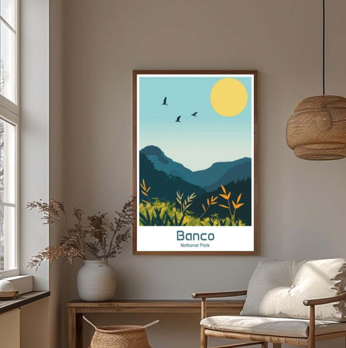 Banco National Park Golden Sun Over Blue Hills Landscape Poster - Image 4