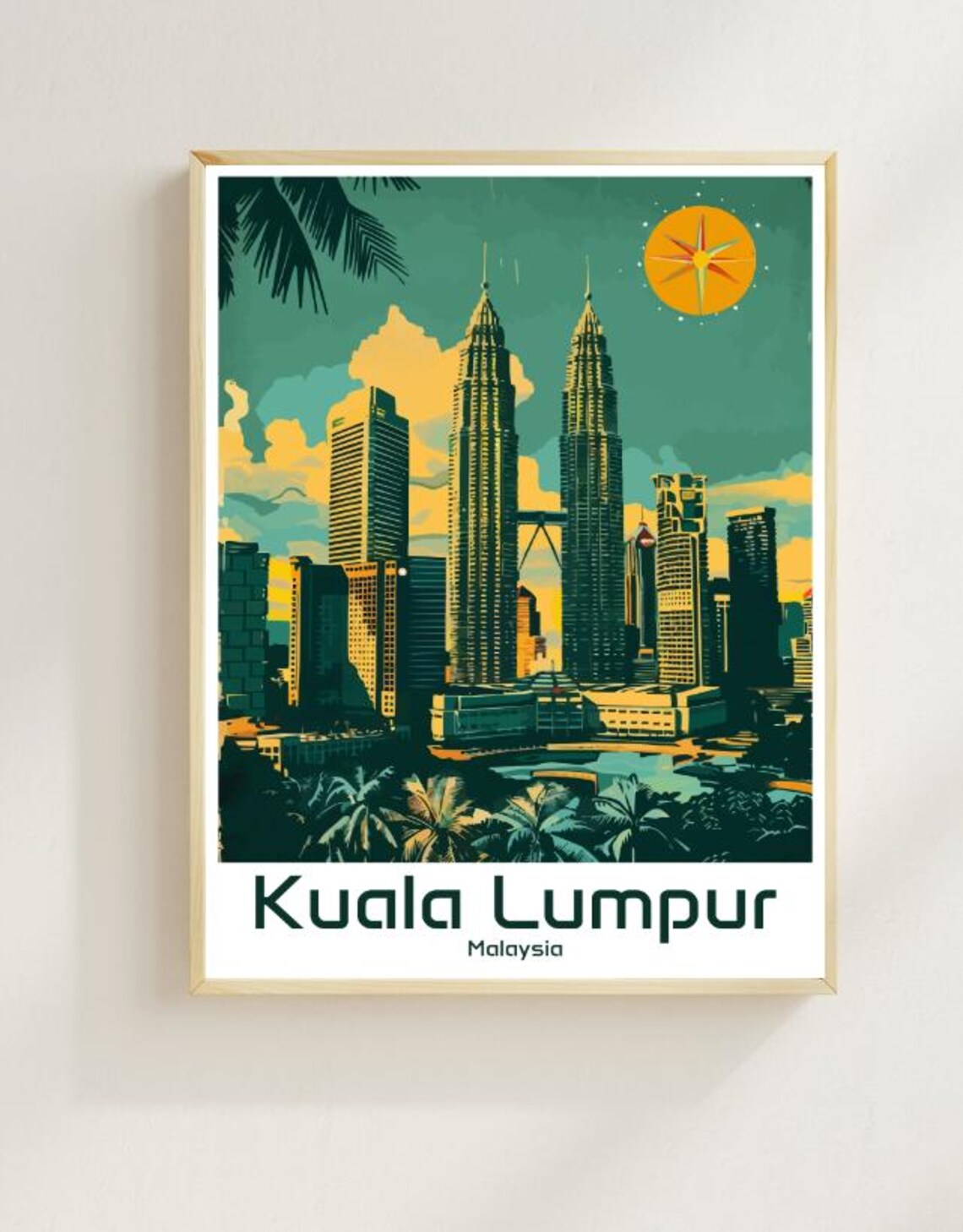 Kuala Lumpur Malaysia Petronas Twin Towers Skyline Travel Poster
