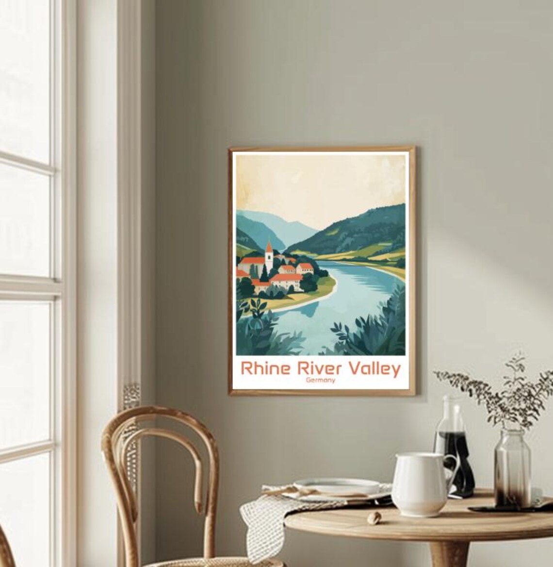 Rhine River Valley Germany Riverside Village Wine Country Poster - Image 2