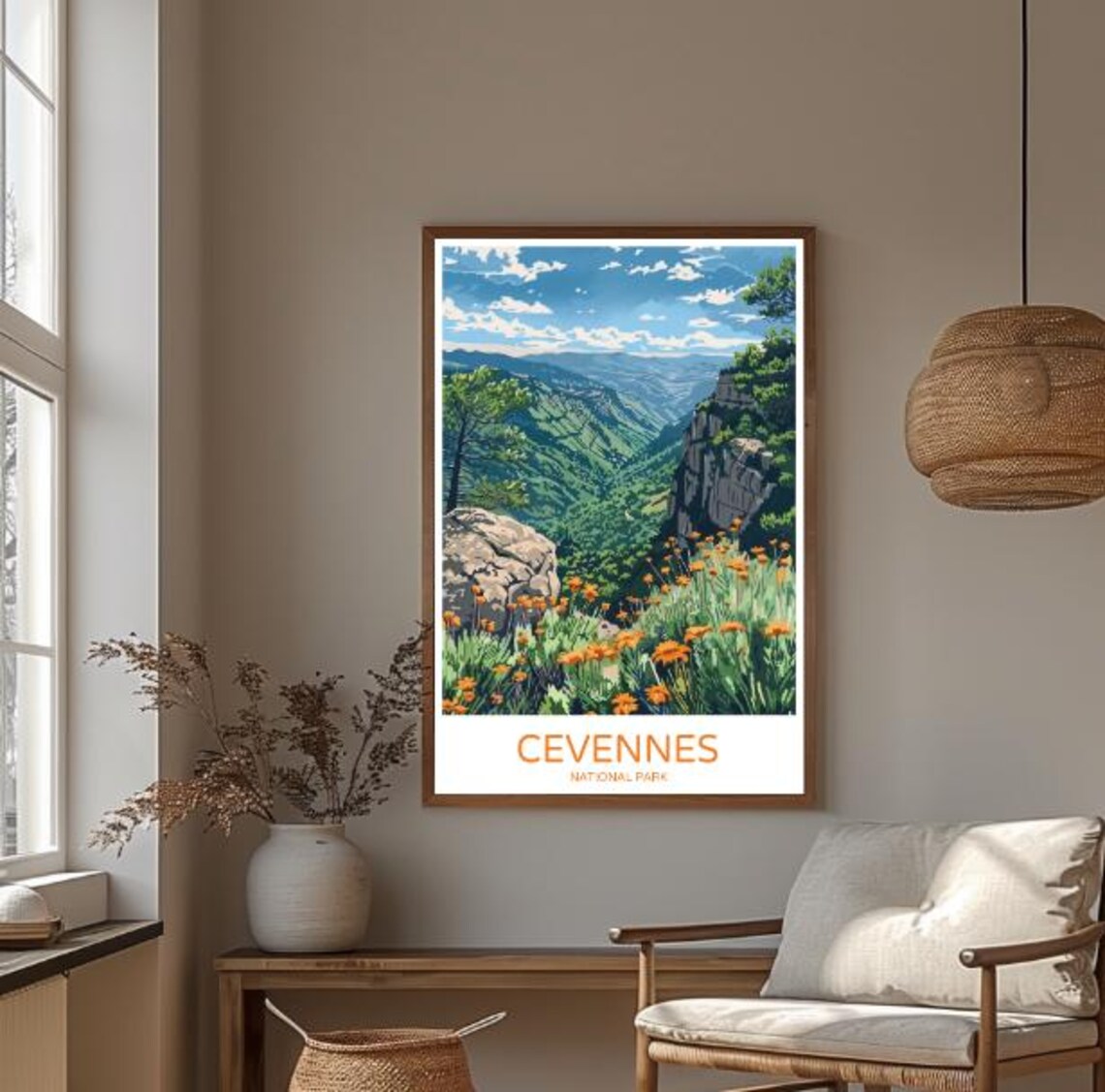 Cevennes National Park France Poster Mountain Valley Wildflower Scene - Image 3