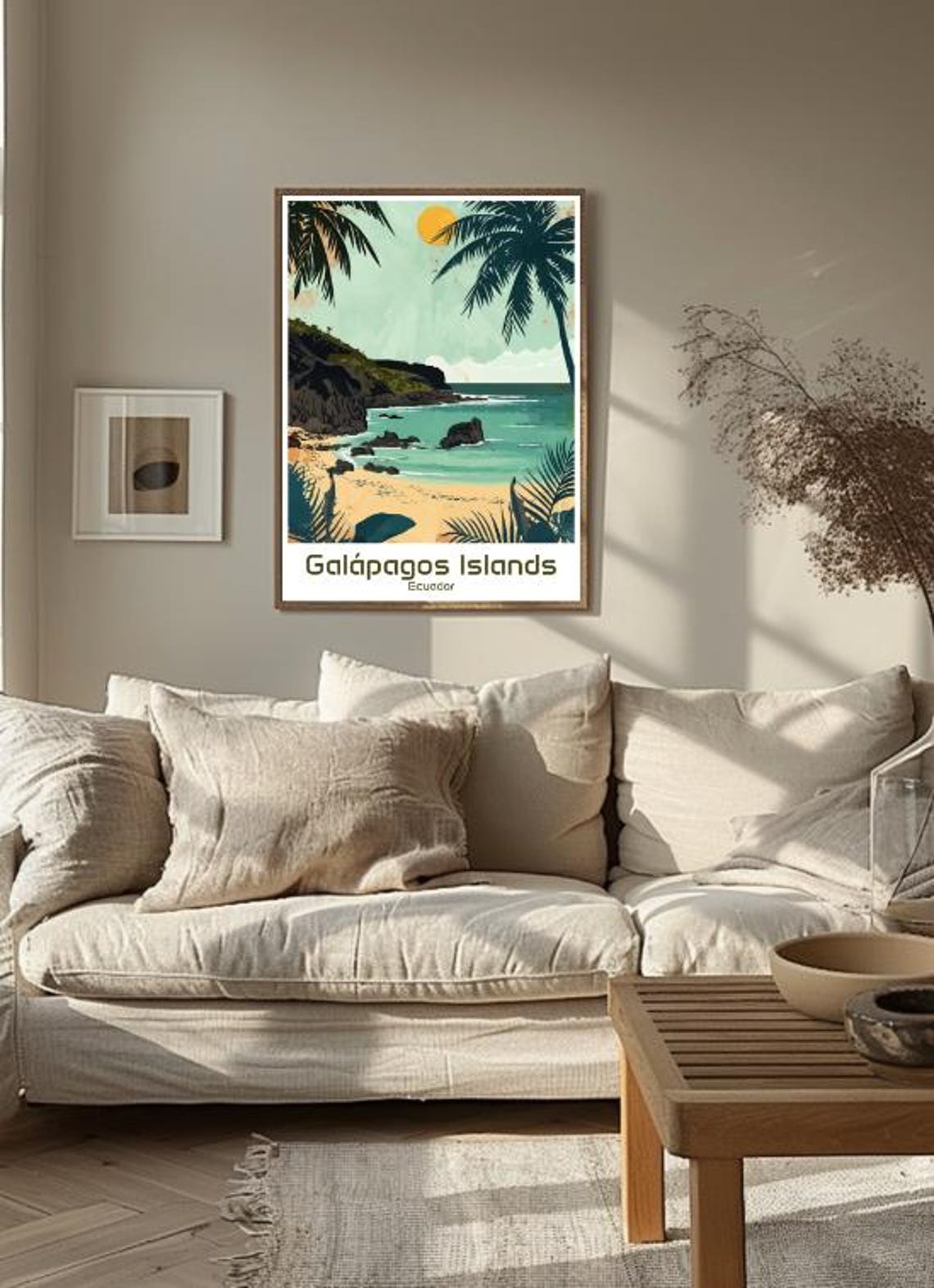 Galapagos Islands Ecuador Beach Palm Trees Sunset Travel Poster - Image 3
