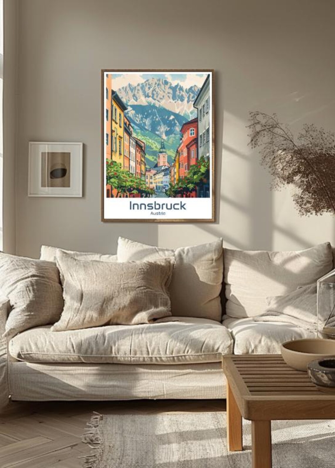 Innsbruck Austria Old Town Street With Towering Alpine Peaks Poster - Image 3