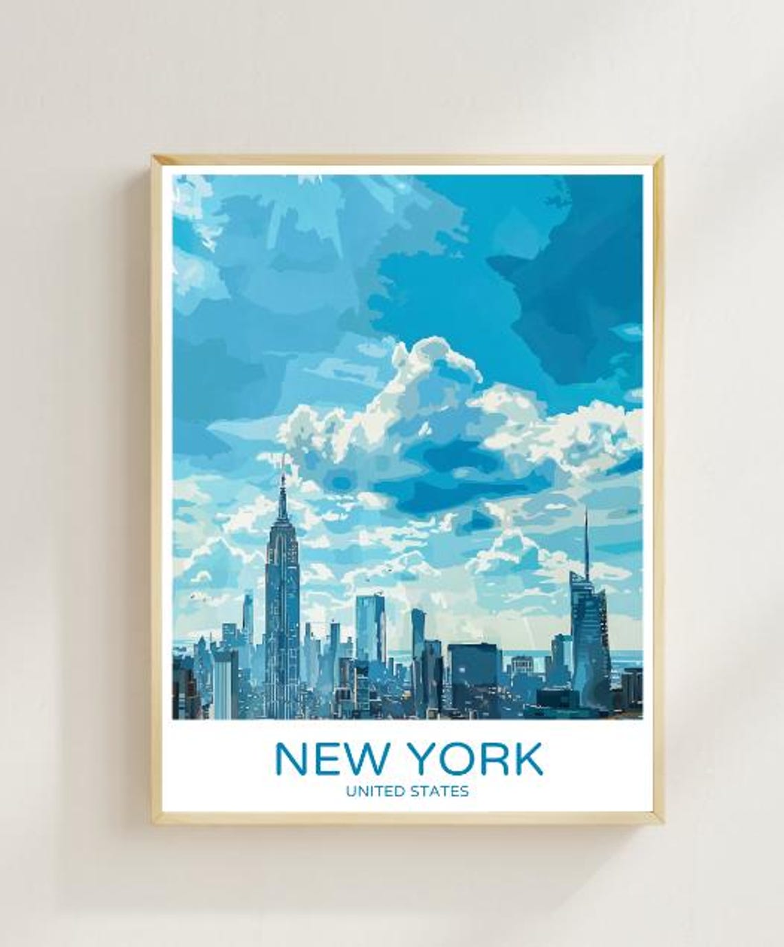 New York Skyline Travel Poster Iconic Cityscape Wall Art Of Manhattan Nyc Print New York City Art Urban Decor Travel Gift Home Decor