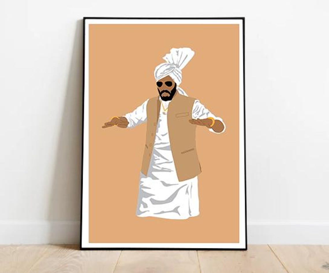 Punjabi Gentleman in White Turban Minimalist Cultural Art Decor Poster