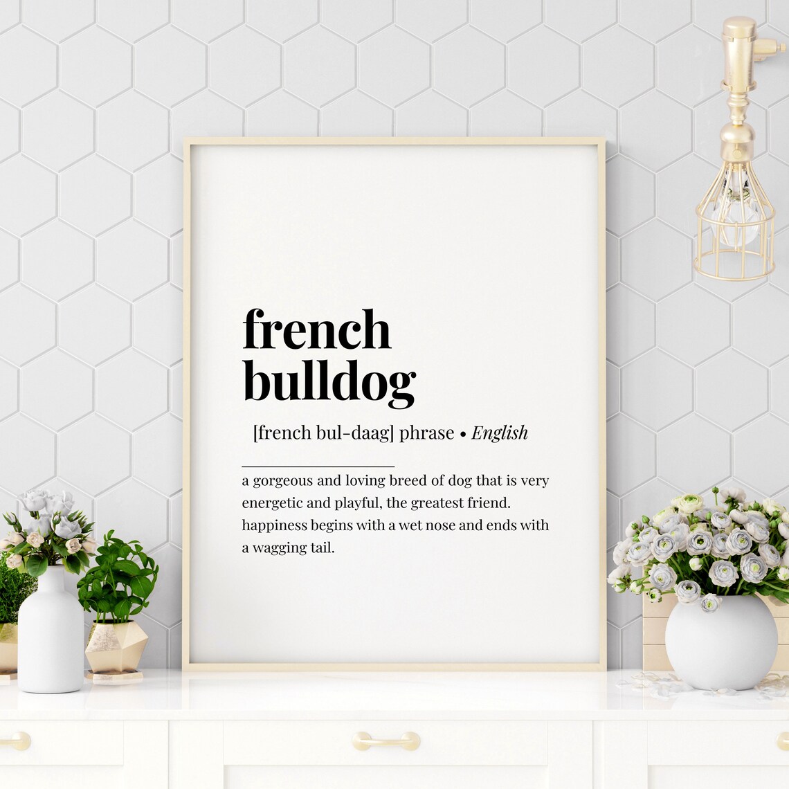 French Bulldog Dog Breed Definition Animal Lover Typography Poster
