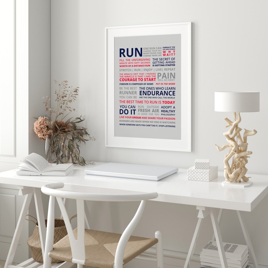 Navy Red Run Runner Manifesto Typographic Light Background Poster - Image 2