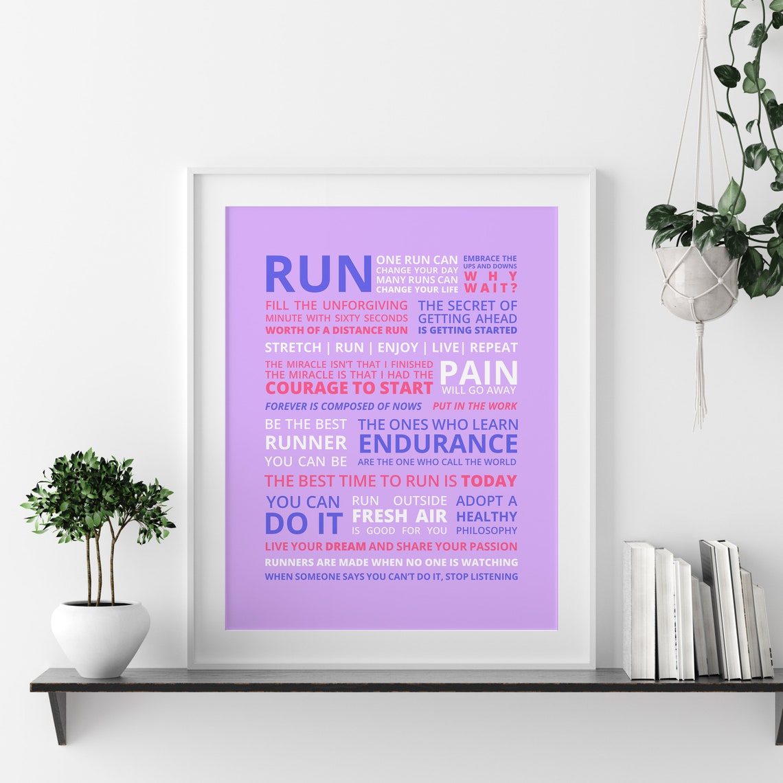 Lavender Run Runner Manifesto Typographic Light Motivation Poster