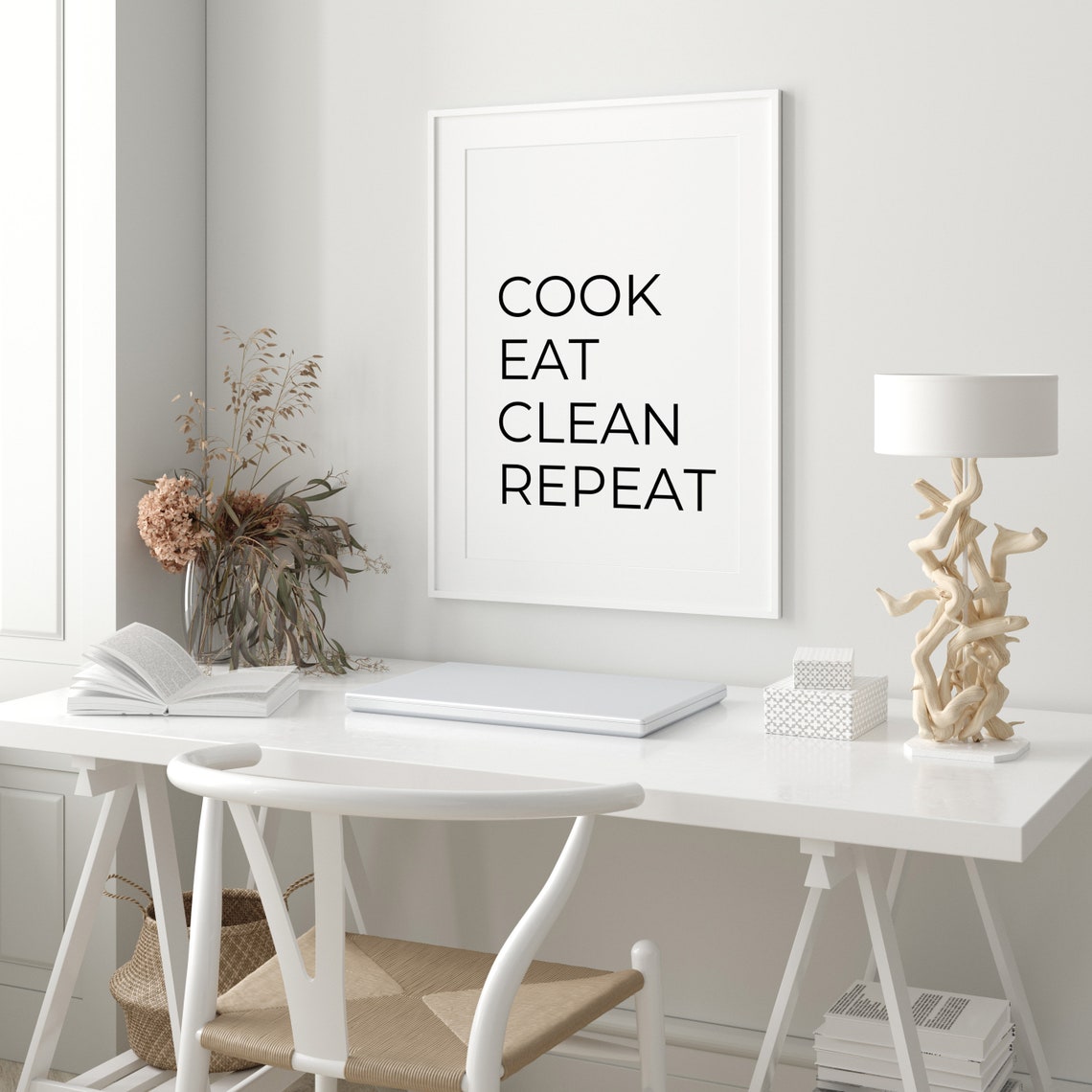Cook Eat Clean Repeat Minimalist Kitchen Quote Typography Poster - Image 2