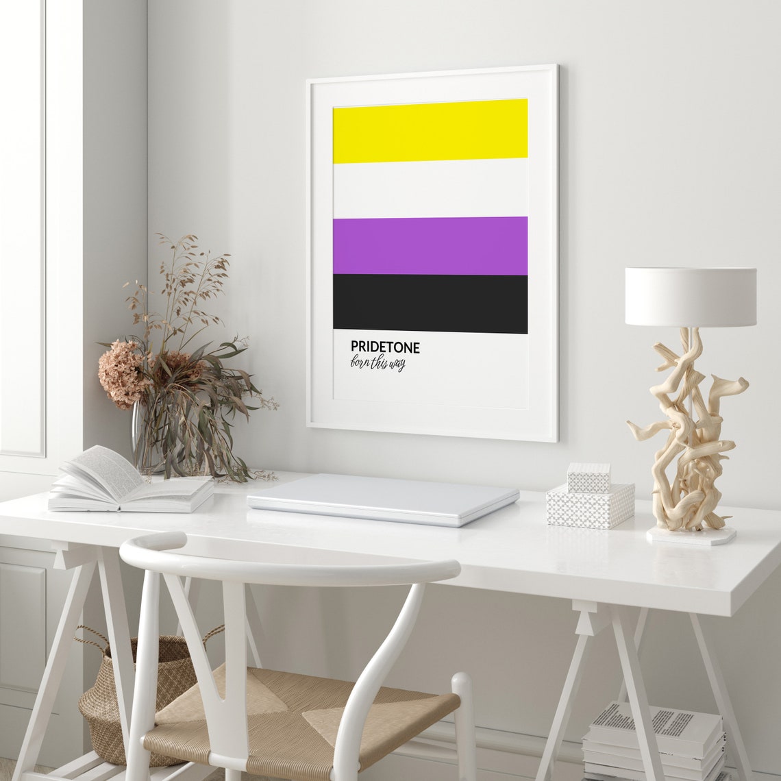 PRIDETONE Born This Way Nonbinary Pride Flag Color Block Poster - Image 3