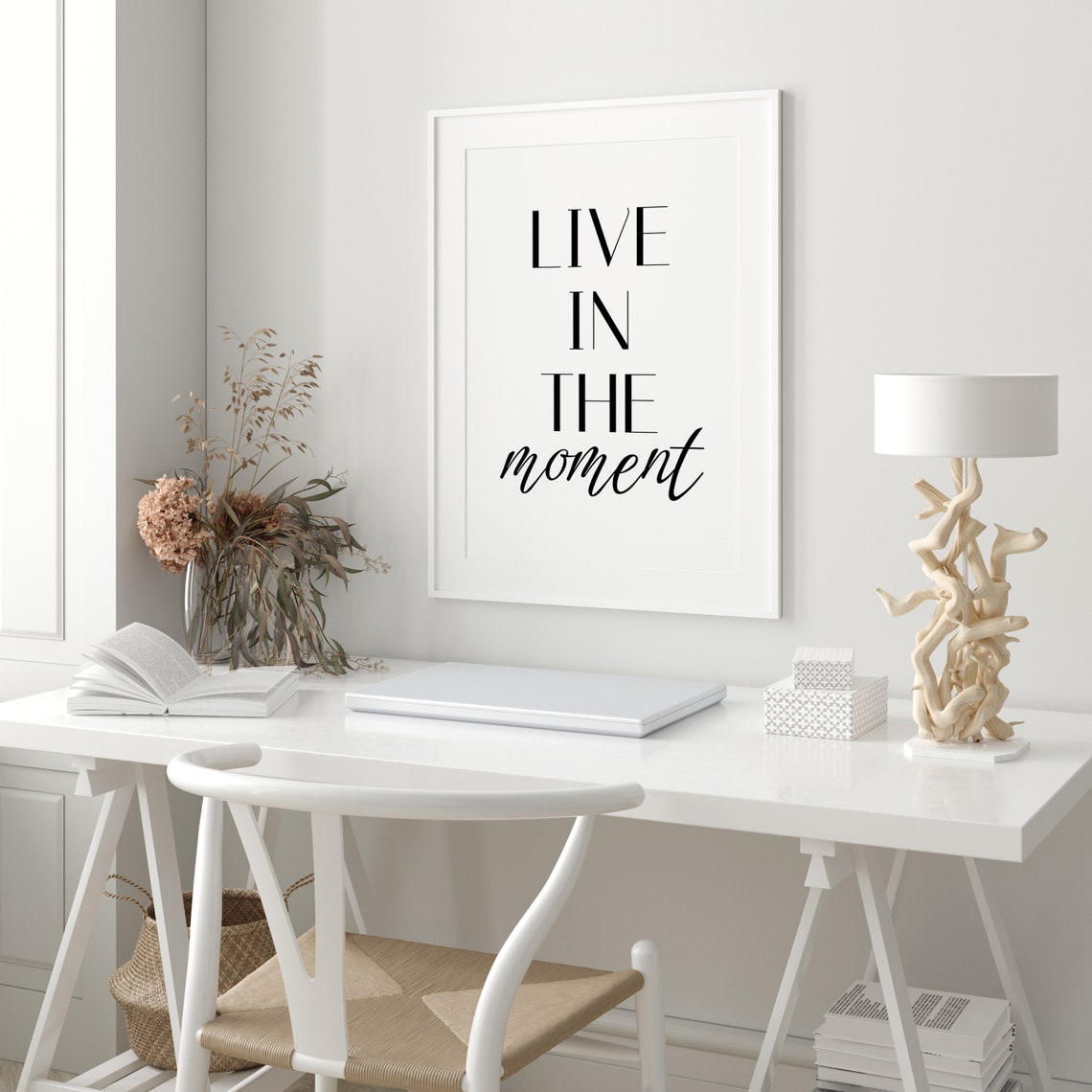 Live In The Moment Mixed Serif Script Mindfulness Quote Poster - Image 2