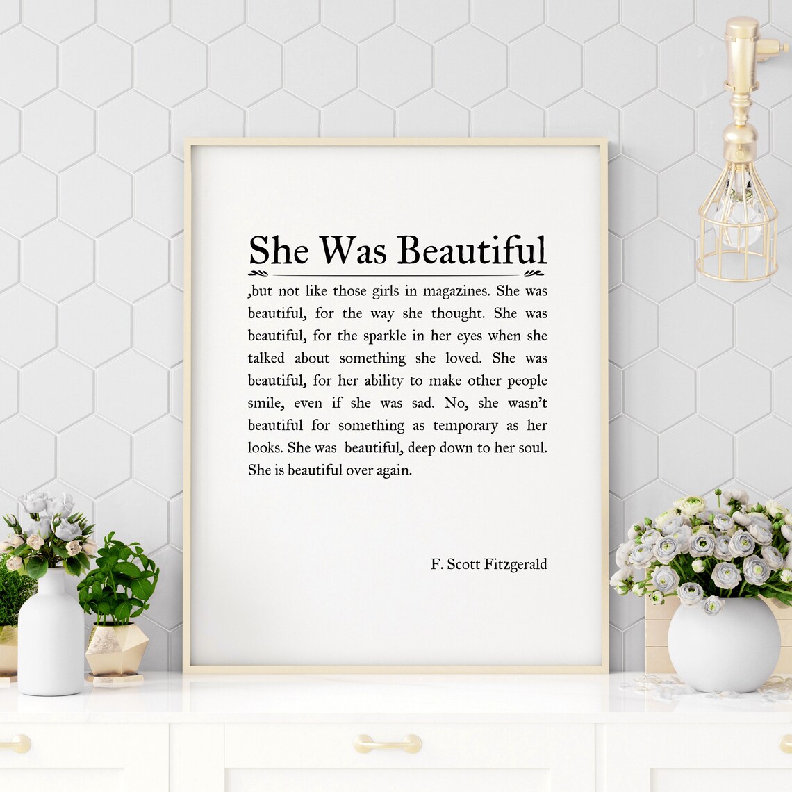 She Was Beautiful F Scott Fitzgerald Quote Classic Serif Poster