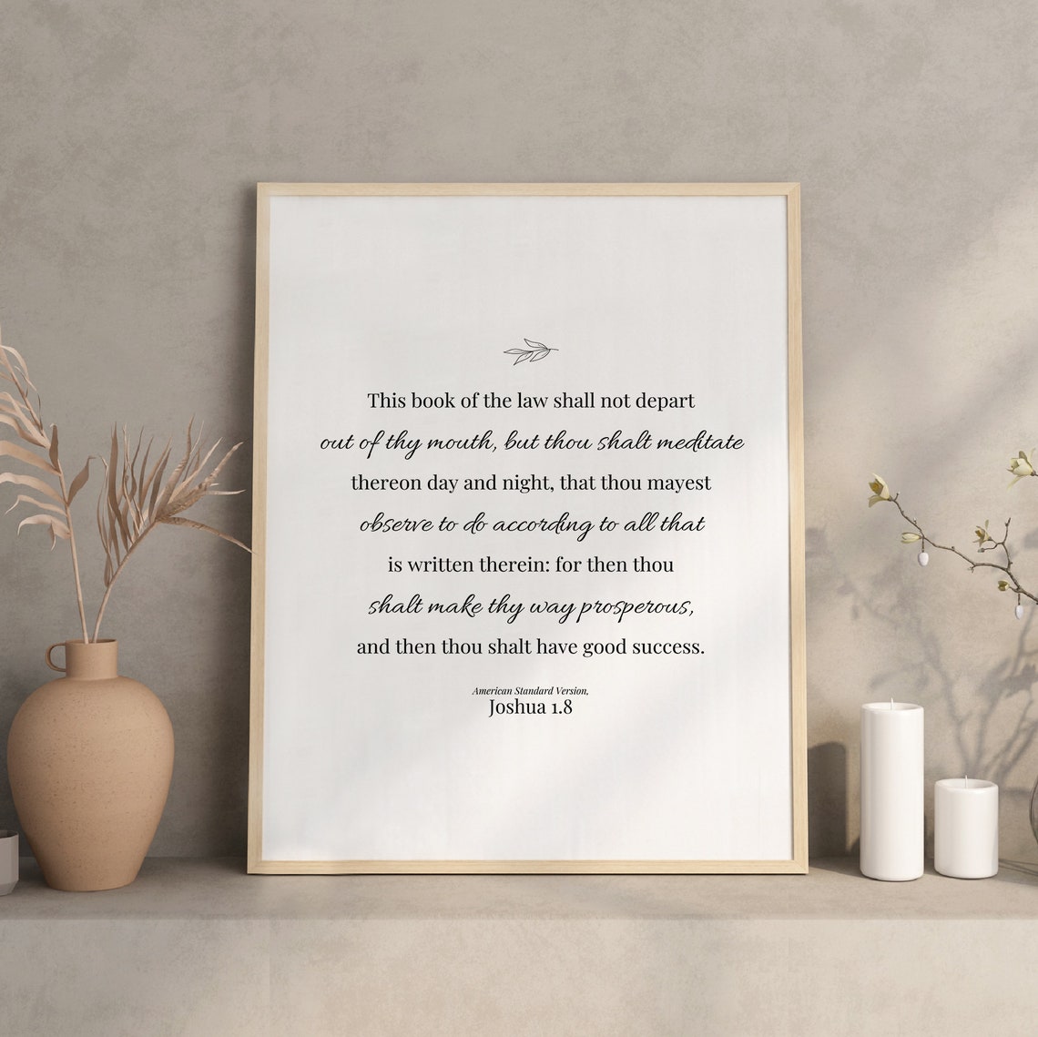 Joshua 1.8 Meditate Day And Night Bible Verse Scripture Poster