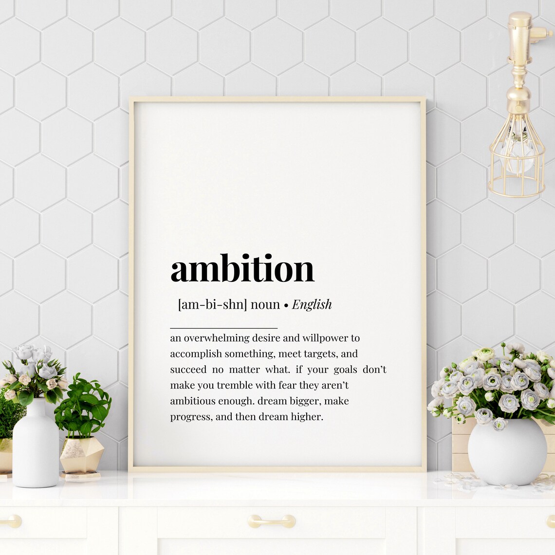 Ambition Dictionary Definition Motivational Dream Big Typography Poster