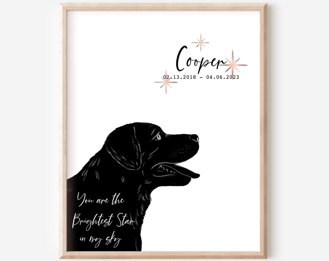 Pet Loss Portrait Memorial Dog Illustration With Pet Name Dog Sympathy Gifts Loss Of Dog Memorial Pet Quote Dog Silhouette From Photo
