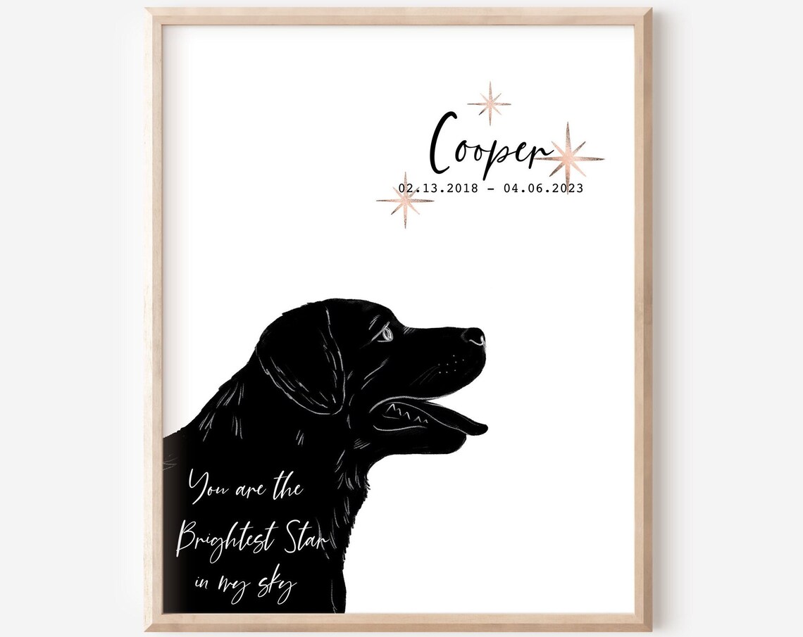 You Are The Brightest Star Custom Black Dog Silhouette Memorial Poster