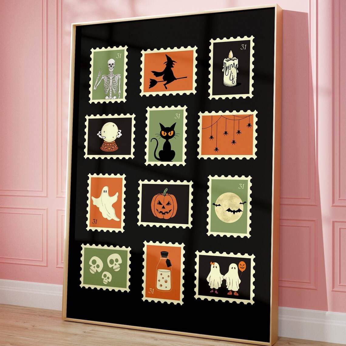 Halloween Vintage Stamps, Retro Boho Decor - Image 4