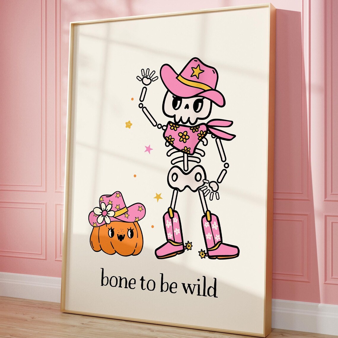 Halloween Cowgirl Retro Skeleton Art Print, Pastel Decor - Image 5