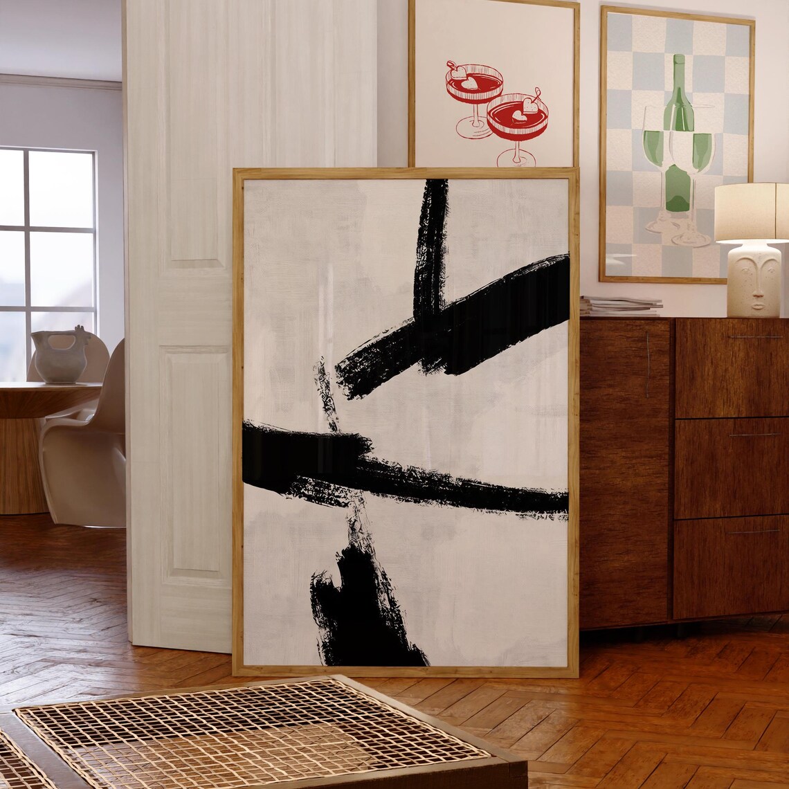 Minimalist Abstract Brushstroke Painting, Modern Print