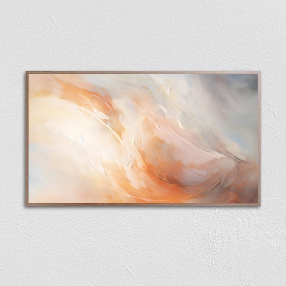 Neutral Abstract Frame Tv Art Soft Neutral Tones Oil Painting Neutral Frame Tv Art Abstract Art For Frame Tv Frame