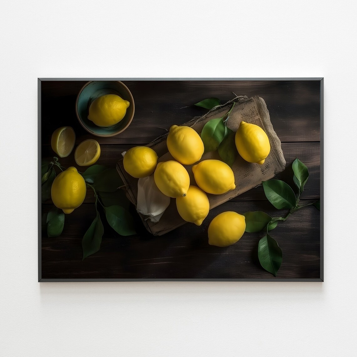 Country Kitchen Print Still Life Lemons Art Moody Farmhouse Kitchen Wall Art Rustic Lemons Art
