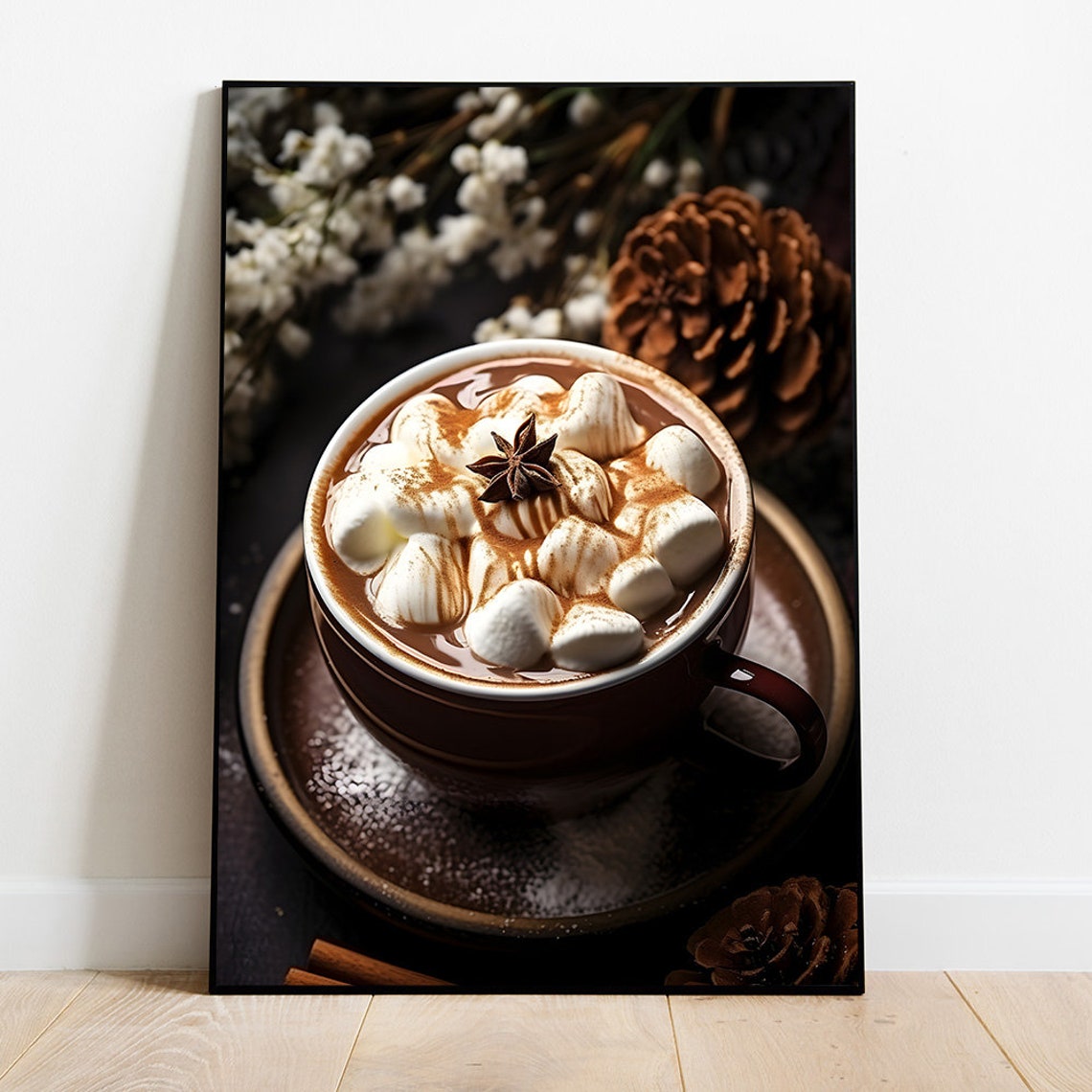 Hot Chocolate With Marshmallows And Spices Cozy Winter Food Poster