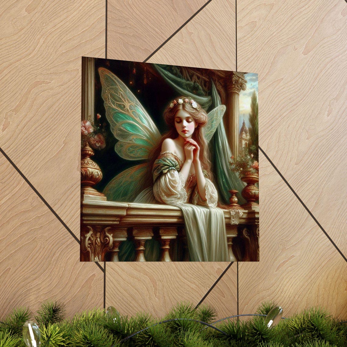 Dreamy Fairy on a Palace Balcony in Moonlight Fantasy Poster - Image 5
