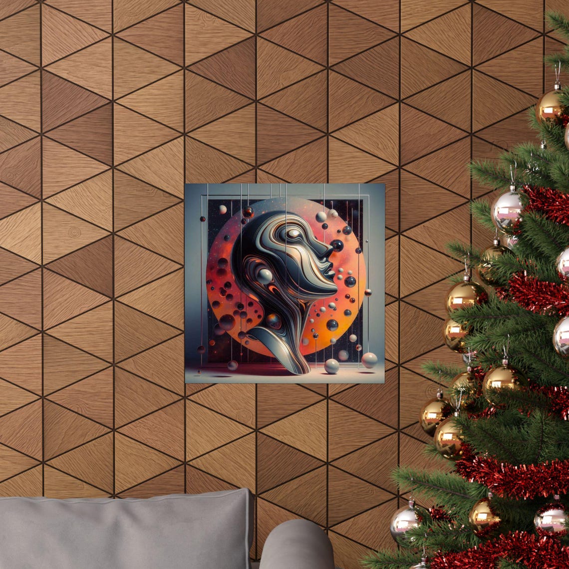 Swirling Cosmic Face Surreal Portrait Among Planets Art Poster - Image 6