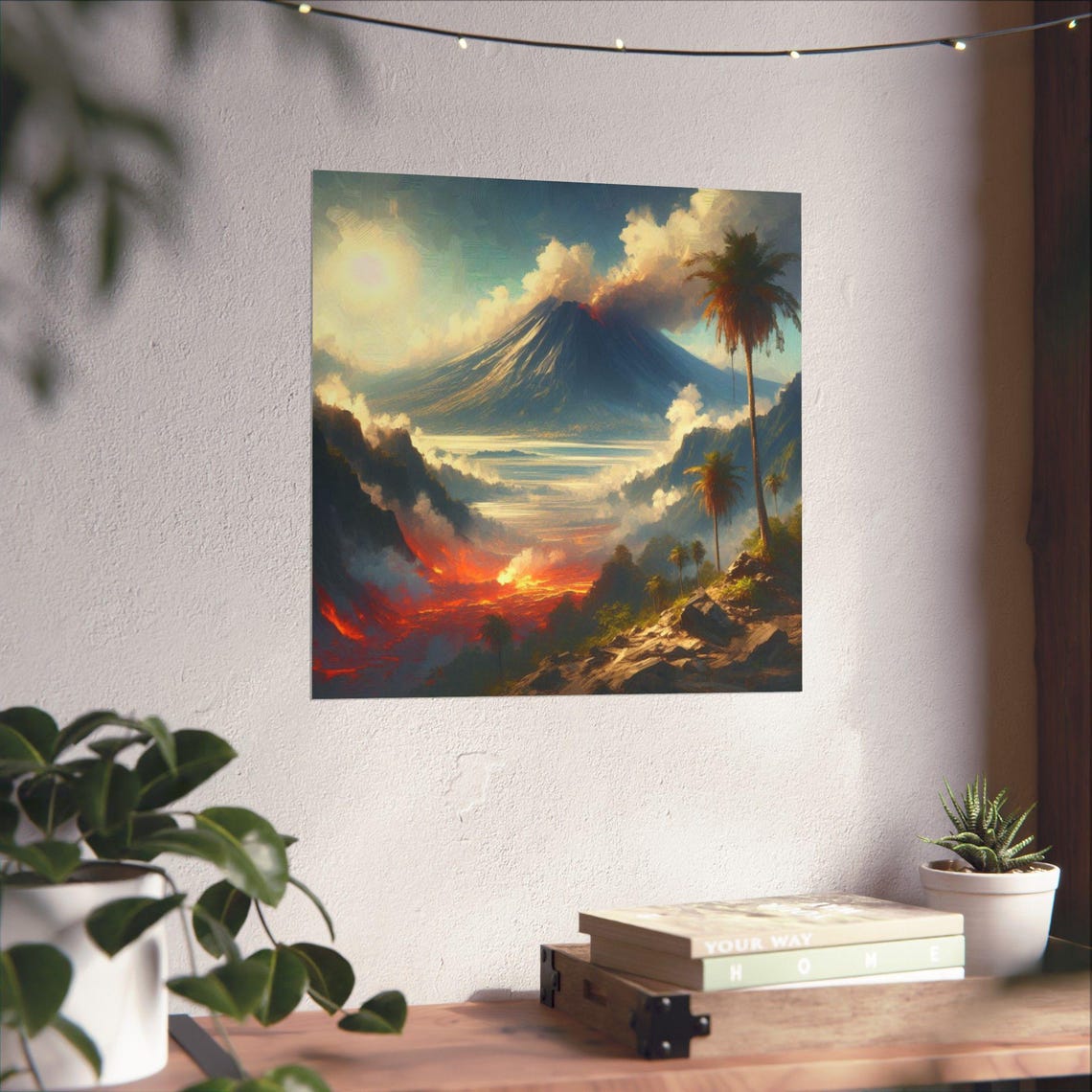 Smoking Volcano Pouring Lava Through a Tropical Valley Poster - Image 4