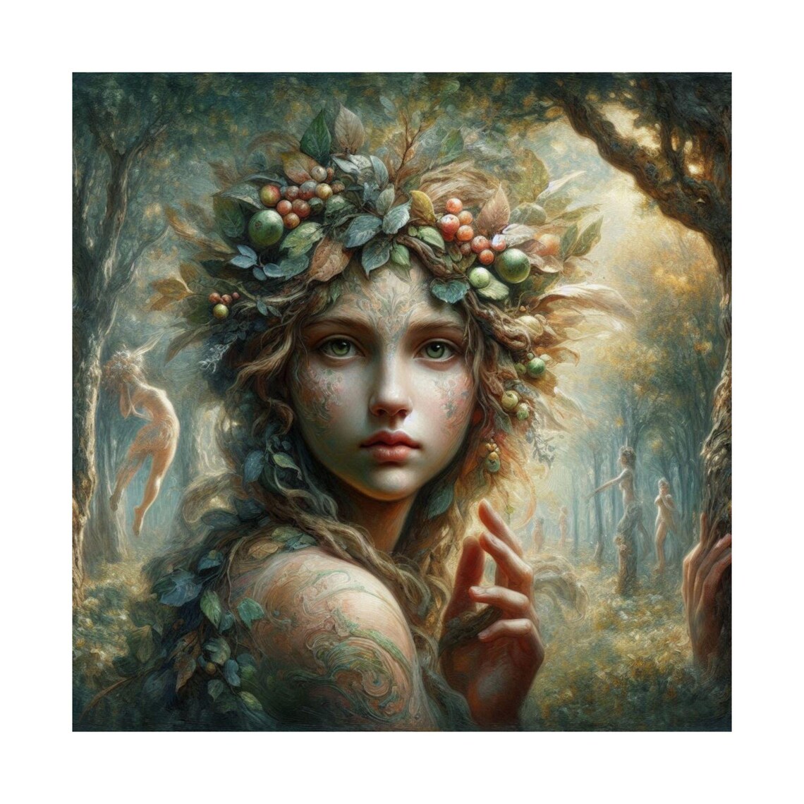 Forest Spirit Woman with Berry Crown Nymph Fantasy Art Poster - Image 7