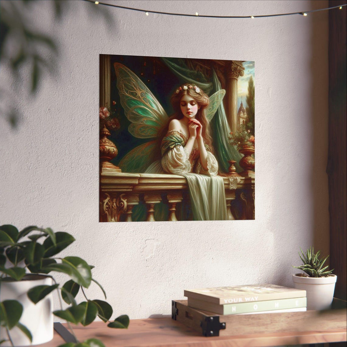 Dreamy Fairy on a Palace Balcony in Moonlight Fantasy Poster - Image 4