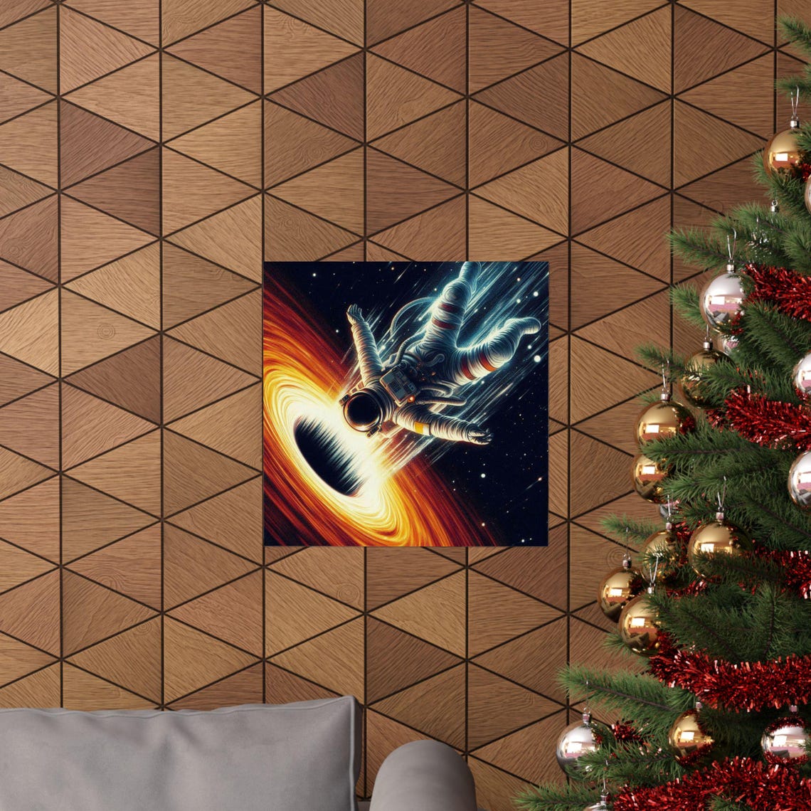 Lone Astronaut Tumbling Helplessly Toward a Black Hole Poster - Image 6