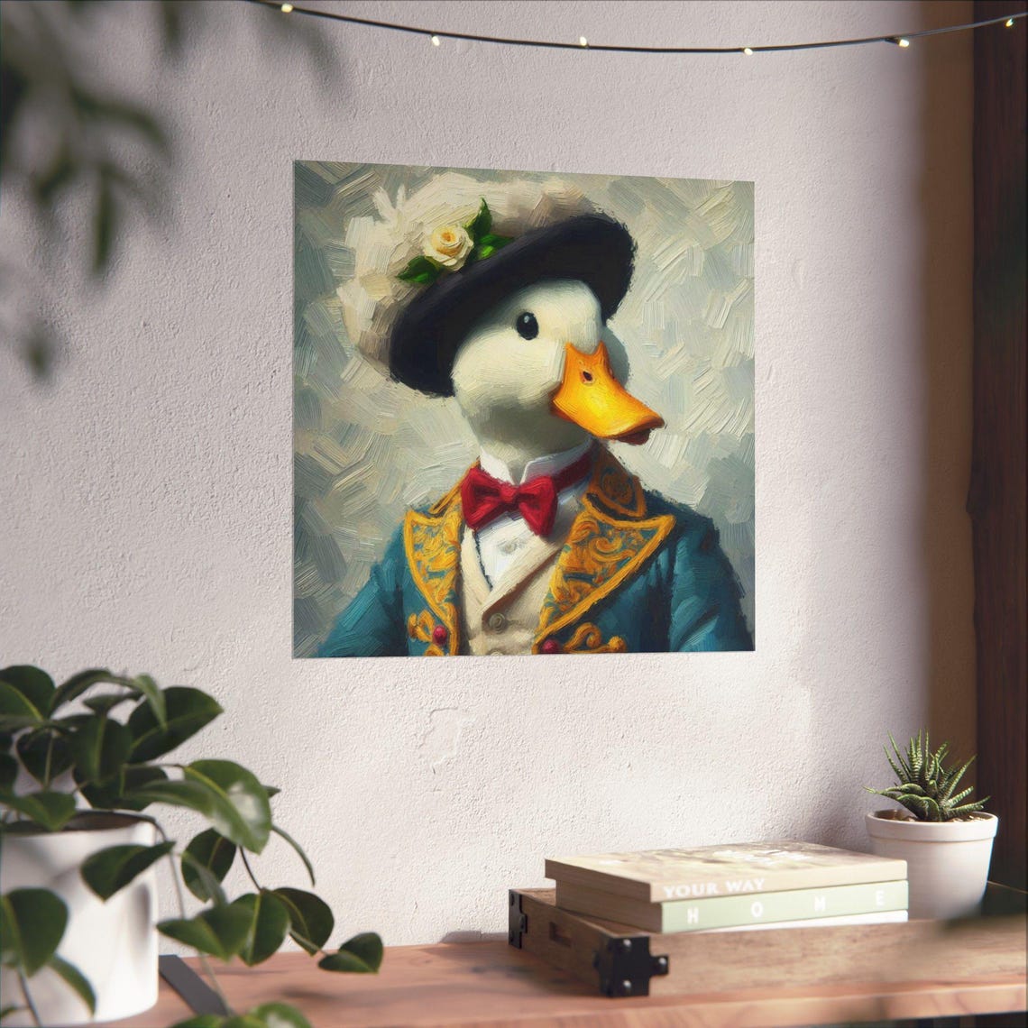 Dapper Duck Gentleman in Hat and Bow Tie Funny Animal Art Poster - Image 4