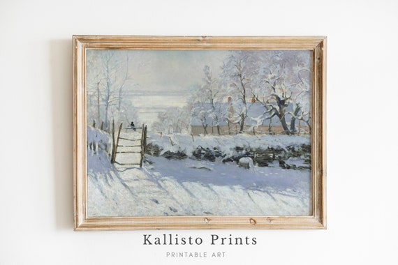 Snowy Rural Landscape Art Print Peaceful Winter Scene With Trees And Fences Rustic Country Decor Tranquil Holiday Art268